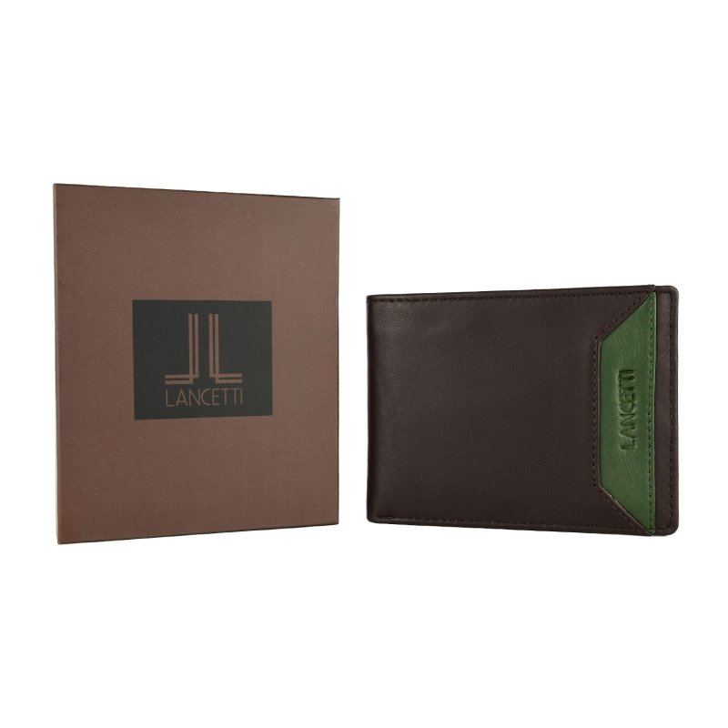 Lancetti Men's Wallet Without Window in Genuine Leather, with Coin Pocket and Box — view 13