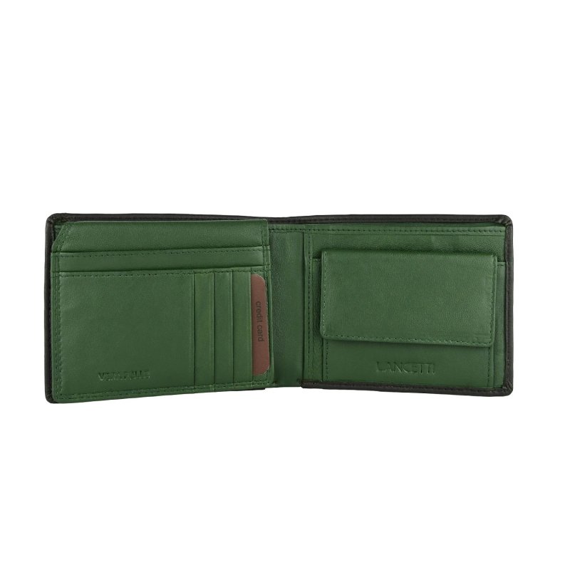 Lancetti Men's Classic Wallet in Genuine Leather, With Coin Purse and Box — front view