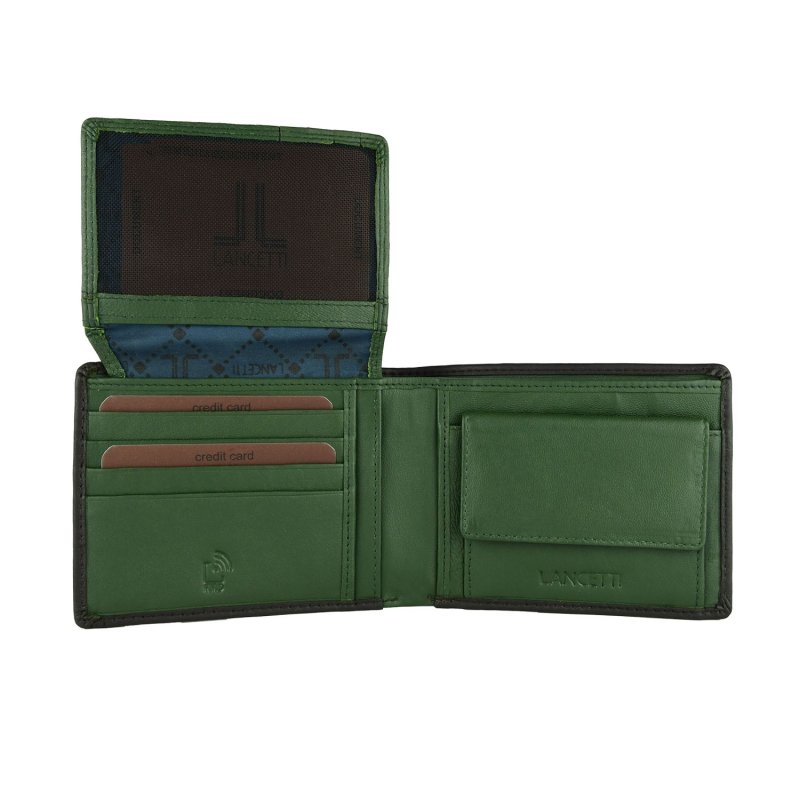 Lancetti Men's Classic Wallet in Genuine Leather, With Coin Purse and Box — back view