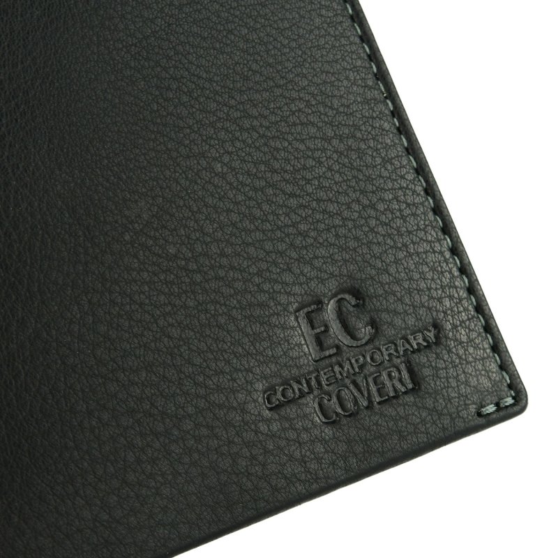 EC COVERI Men's Wallet in Genuine Leather, With Coin Purse and Box — logo detail