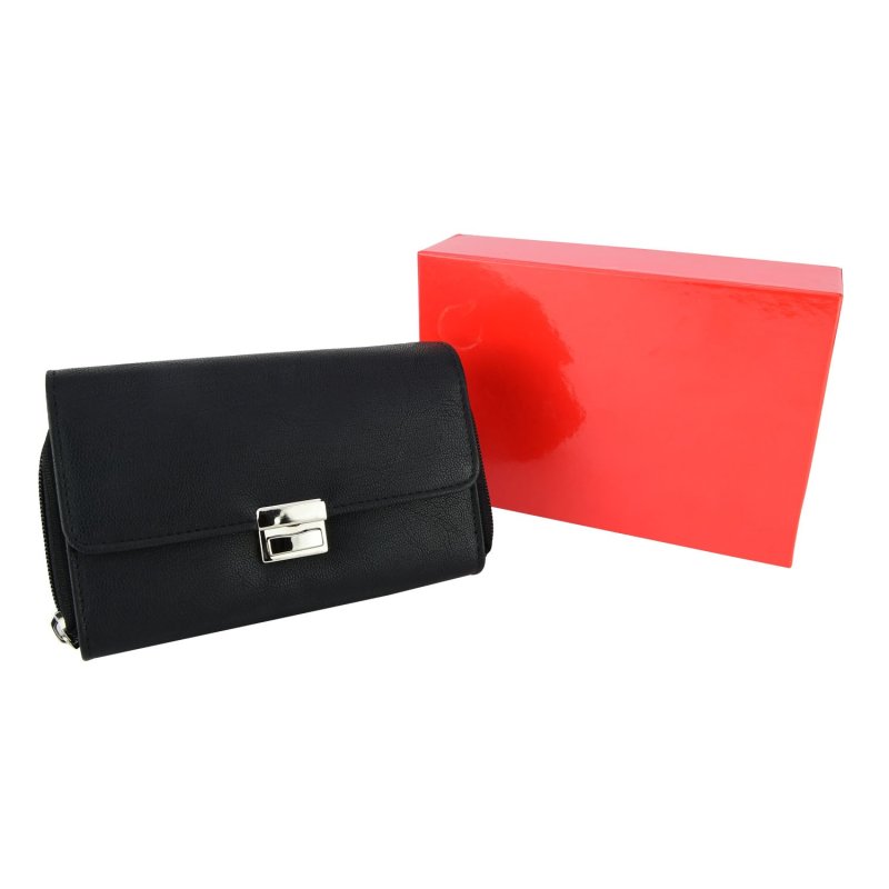 Black Work Wallet, For Gas Station Attendants, Small Multi-Pocket, in Genuine Leather, With Chain — back view