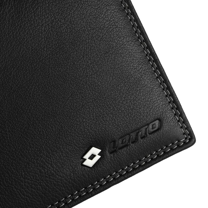 Lotto Cartera Hombre de Piel Auténtica, Espaciosa Con Caja de Regalo, Sin Ventana Con Monedero — detalle