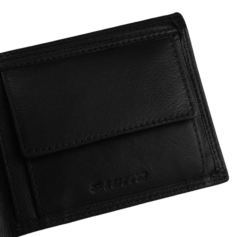 Lotto Men's Genuine Leather Wallet, Spacious, with Gift Box, No Window, with Coin Pocket — logo detail