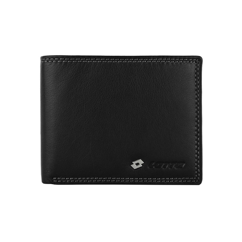 Lotto Men's Genuine Leather Wallet, Spacious, with Gift Box, Classic with Coin Pocket — detail