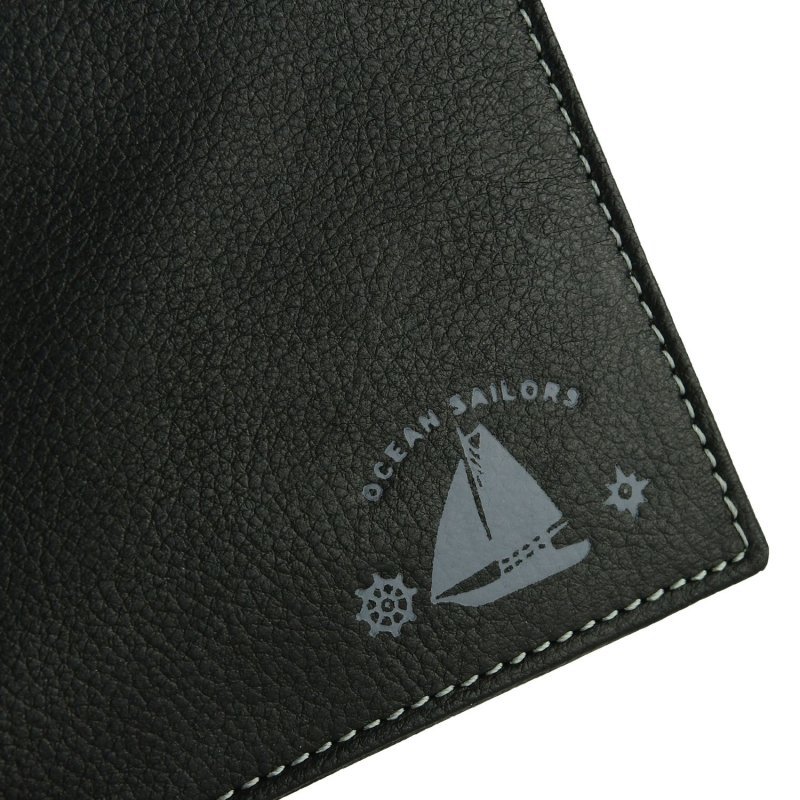 Ocean Sailors Men's Genuine Leather Wallet with Coin Pocket, Gift Box Included — detail