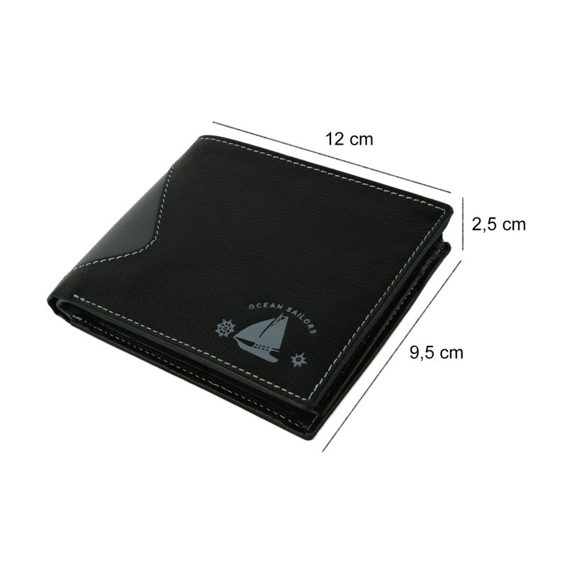 Ocean Sailors Men's Genuine Leather Wallet with Coin Pocket, Gift Box Included — inside