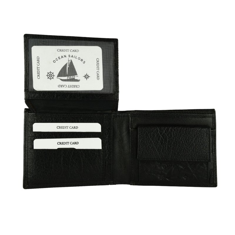 Ocean Sailors Men's Genuine Leather Wallet with Coin Pocket, Gift Box Included — back view