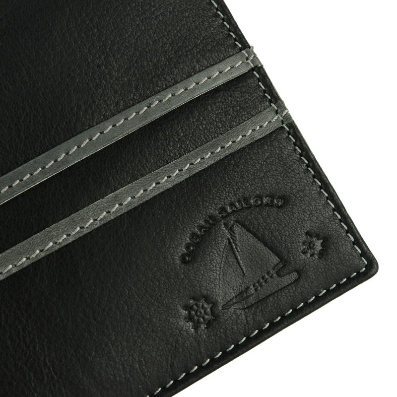 Ocean Sailors Portefeuille Homme en Cuir Véritable avec Porte-monnaie, avec Boîte Cadeau — détail
