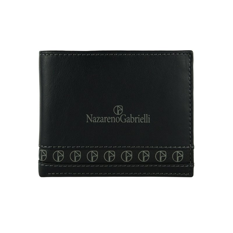 NazarenoGabrielli Herren-Geldbörse aus echtem Leder, ohne Münzfach, mit Box