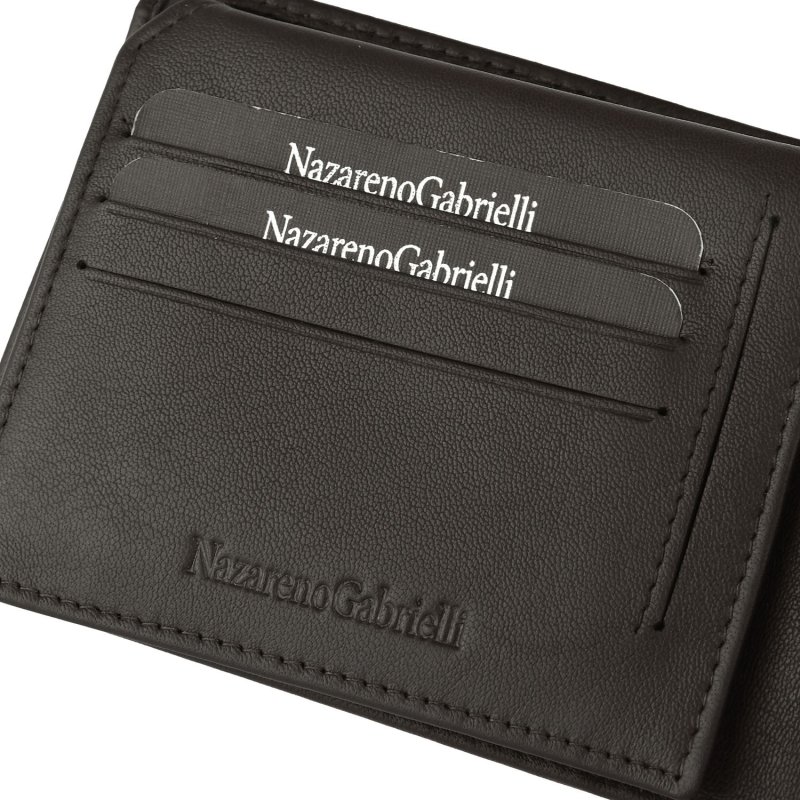NazarenoGabrielli Portefeuille Homme en Cuir Véritable, Classique avec Boîte — vue 15