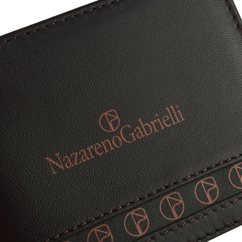 NazarenoGabrielli Men's Genuine Leather Wallet, Slim With Box — view 7