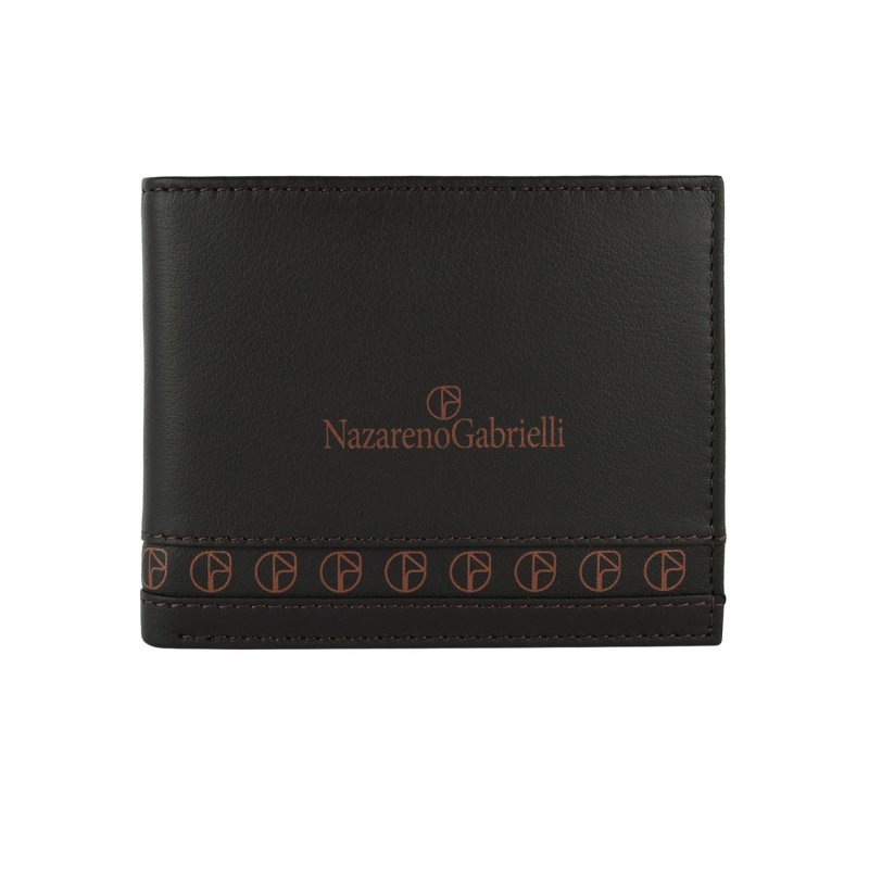 NazarenoGabrielli Men's Genuine Leather Wallet, Slim With Box