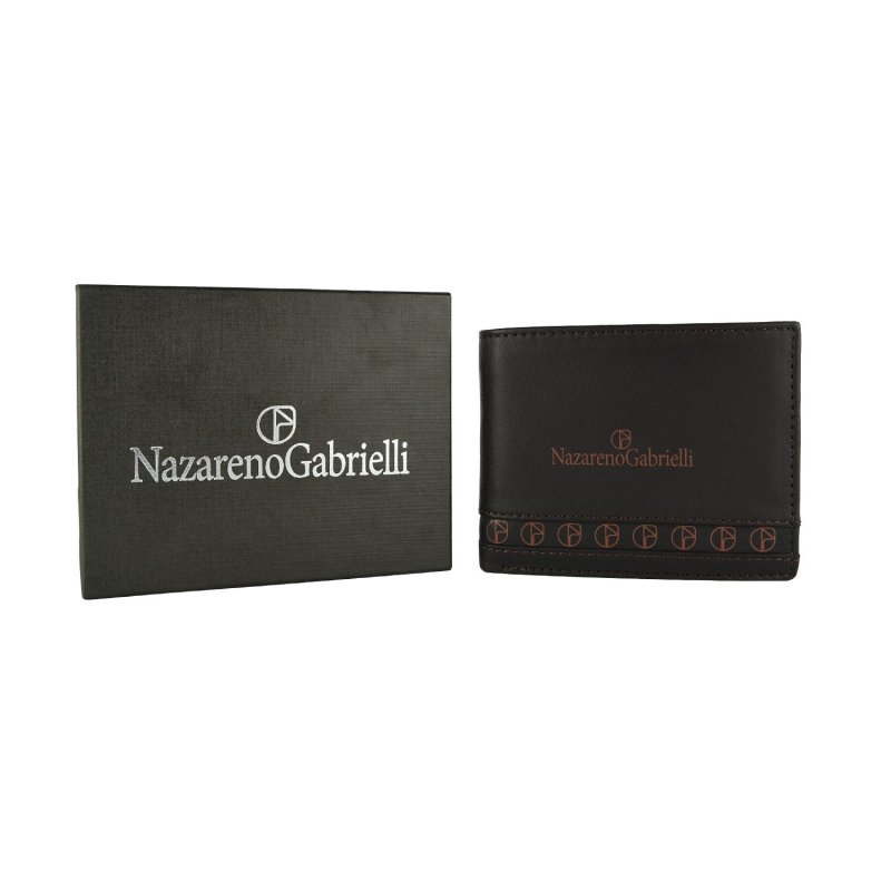 NazarenoGabrielli Men's Genuine Leather Wallet, Slim With Box — view 8