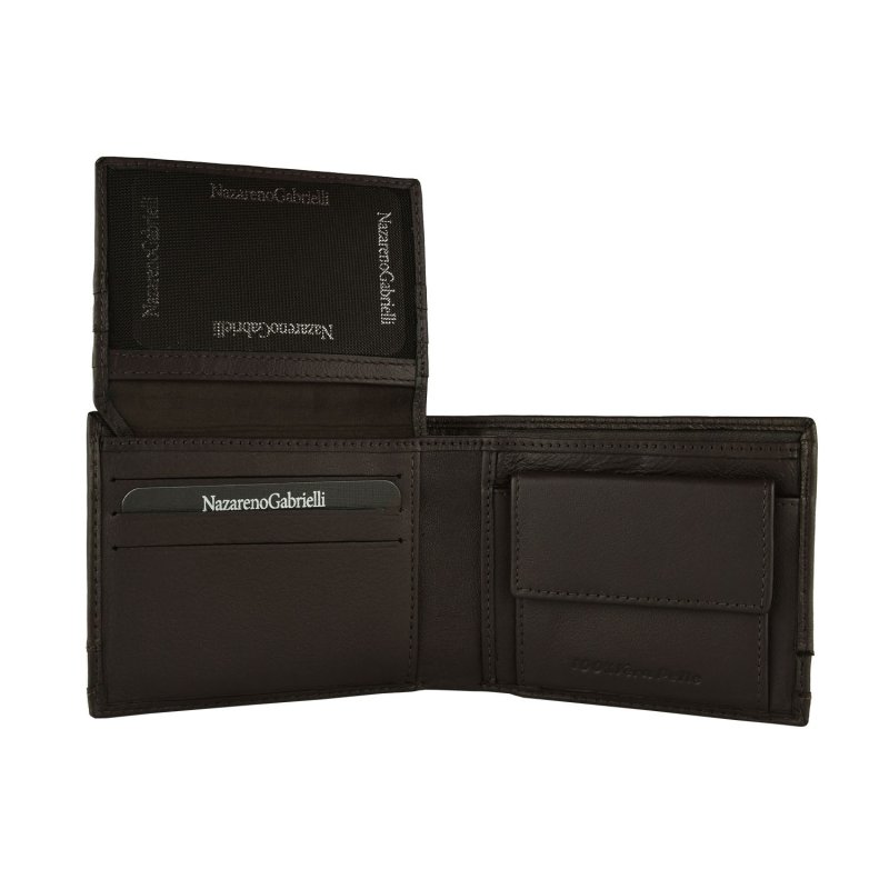 NazarenoGabrielli Men's Genuine Leather Wallet, Slim With Box — back view