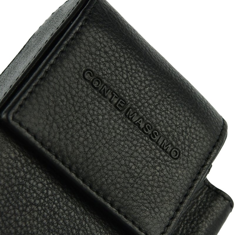 Conte Massimo Étui à Cigarettes en Cuir Véritable, Avec Porte-Briquet, Pour Homme et Femme, Porte-Paquet et Br… — vue de face