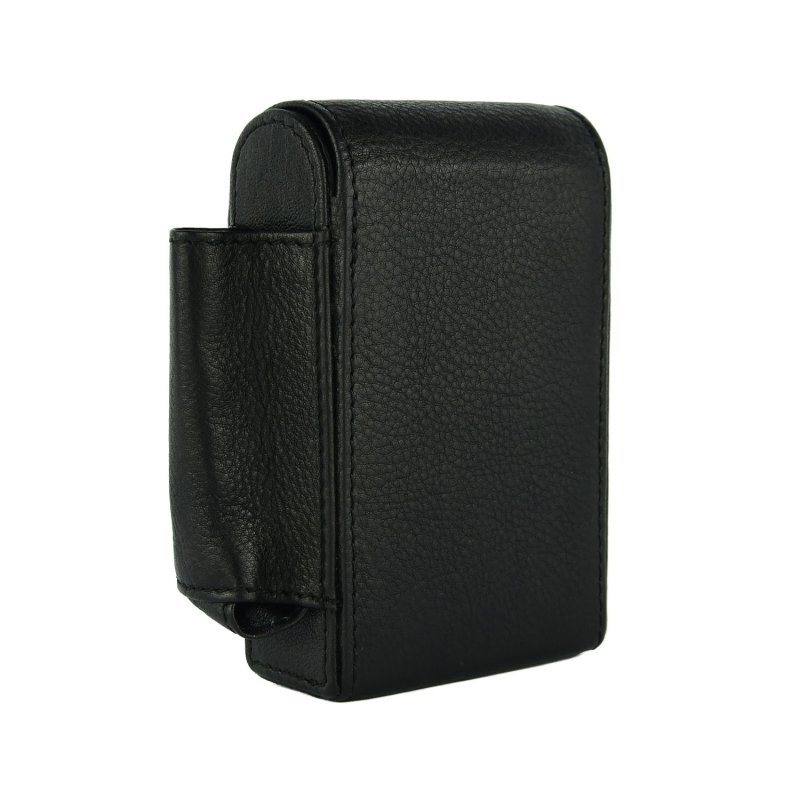 Conte Massimo Cigarette Case in Genuine Leather, With Lighter Holder, For Men and Women, Holds Pack and Lighter — back view