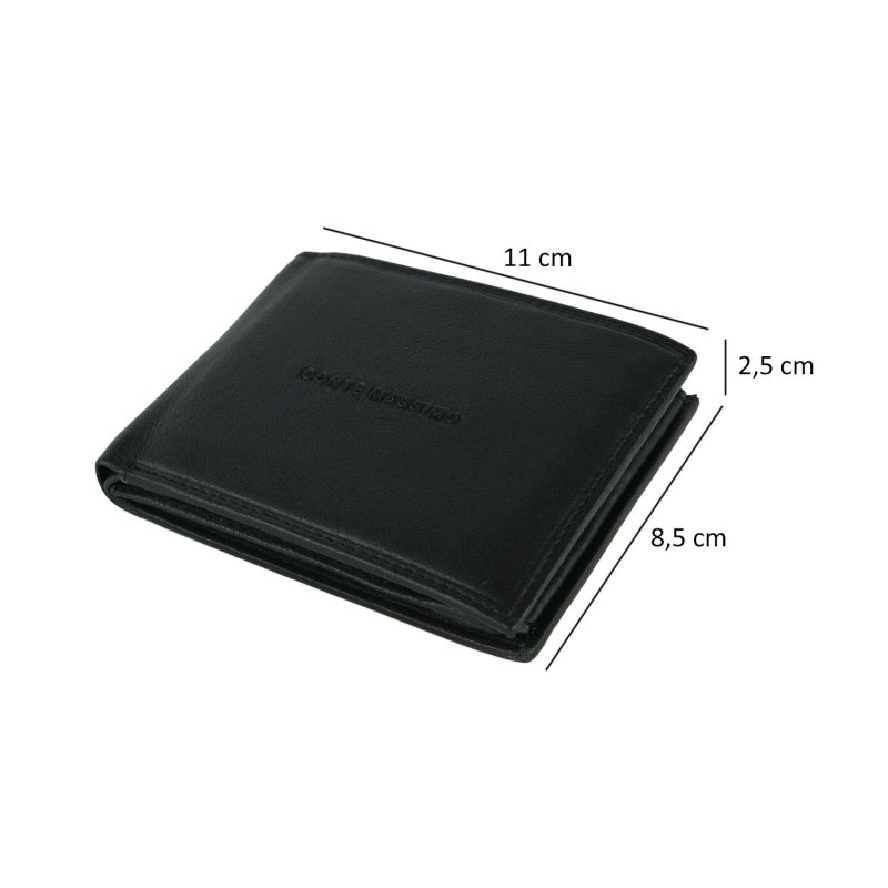 Conte Massimo Herren-Brieftasche aus echtem Leder, Handgefertigt, RFID mit Box, mit 2 Fenstern, ohne Münzfach — Ansicht 9