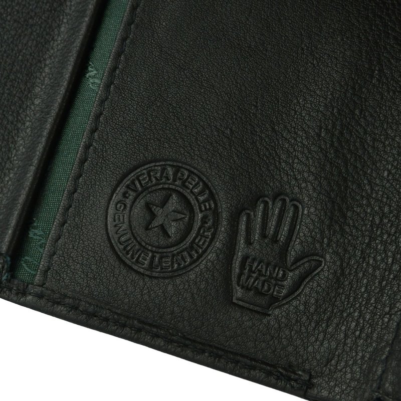Conte Massimo Automatic Wallet, Slim Men's Credit Card Case In Genuine Leather, Handmade, RFID With Box — logo detail