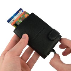 Conte Massimo Automatic Wallet, Slim Men's Credit Card Case In Genuine Leather, Handmade, RFID With Box