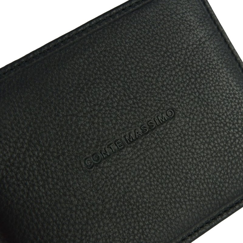 Conte Massimo Portefeuille Homme en Cuir Véritable, Fait Main, RFID avec Boîte, avec Porte-Monnaie sans Fenêtre — détail