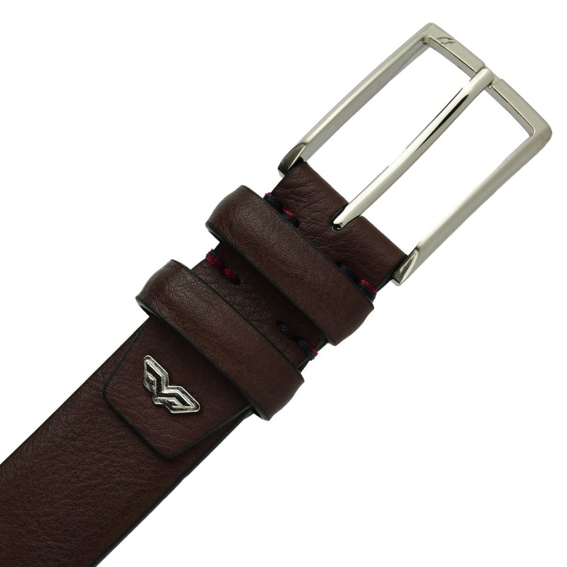 Armata Di Mare Men's Belt, PU Exterior with Leather Lining, Shortenable, With Box — logo detail