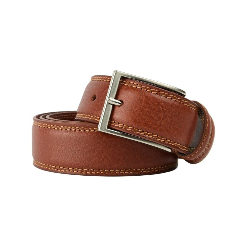 Conte Massimo Ceinture Homme en Cuir Véritable, Made in Italy, Raccourcissable — vue de face