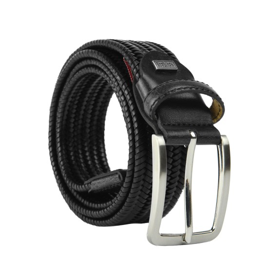 Navigare Cintura Intrecciata Elastica In Vera Pelle da Uomo, Confortevole e Accorciabile, Made in Italy, Con Scatola