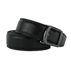Conte Massimo Ceinture Homme en Cuir Véritable avec Coutures, Made In Italy, Boucle à Cliquet Sans Trous, Raccourcissable 2