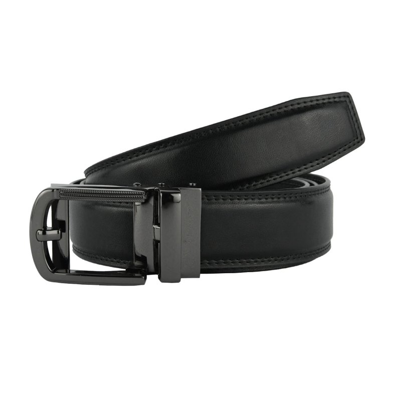 Conte Massimo Men's Belt in Genuine Leather With Stitching, Made In Italy, Automatic Ratchet Buckle, No Holes, C… — back view
