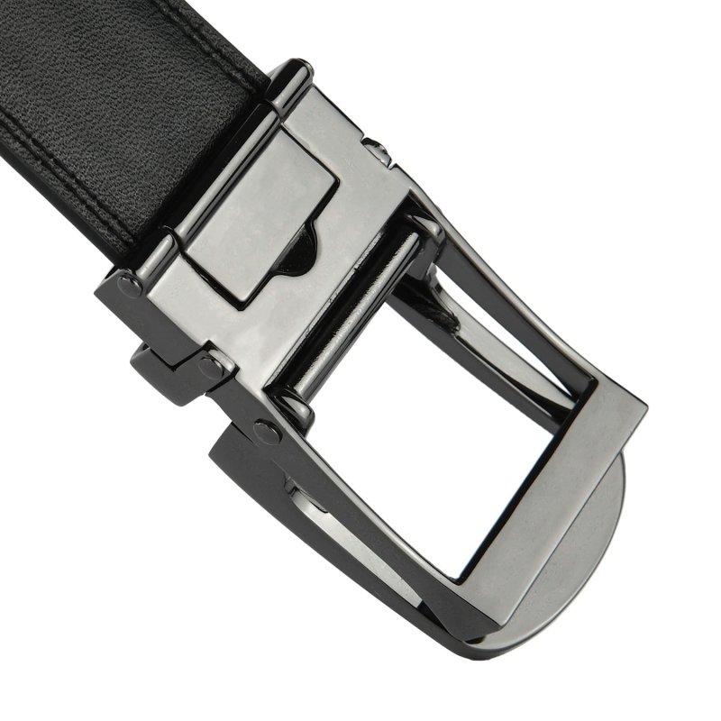 Conte Massimo Men's Belt in Genuine Leather With Stitching, Made In Italy, Automatic Ratchet Buckle, No Holes, Can … — detail