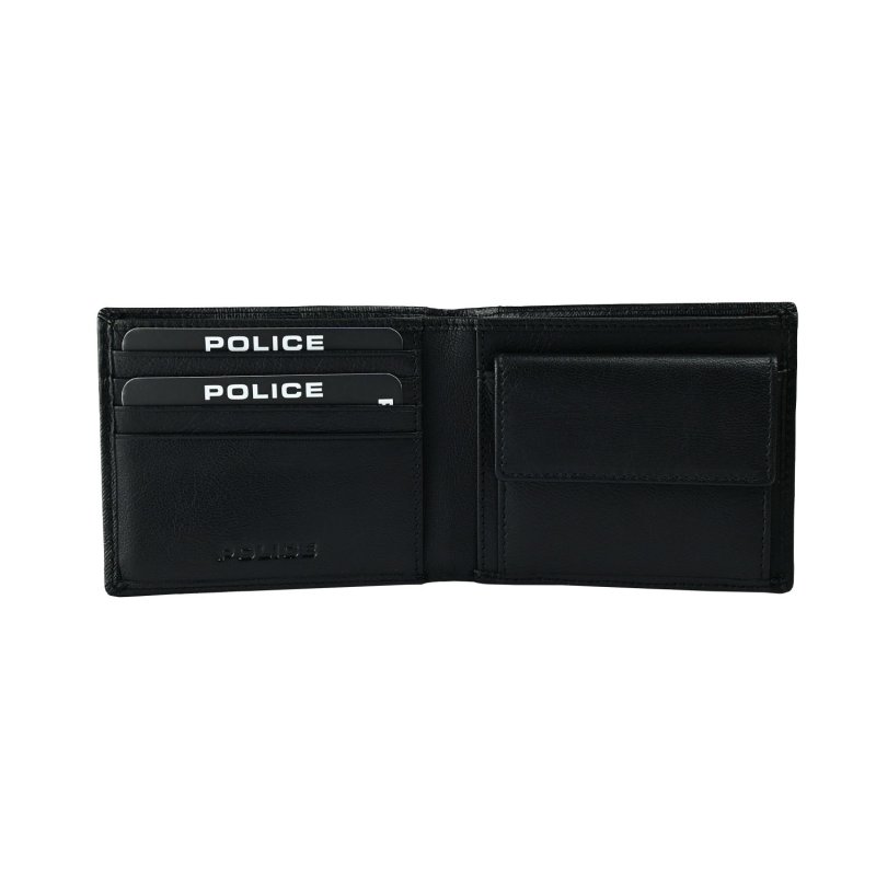 Police Portefeuille Homme en Cuir Véritable, Fin Avec Porte-Monnaie, Porte-Cartes de Crédit et Boîte Cadeau — vue de face