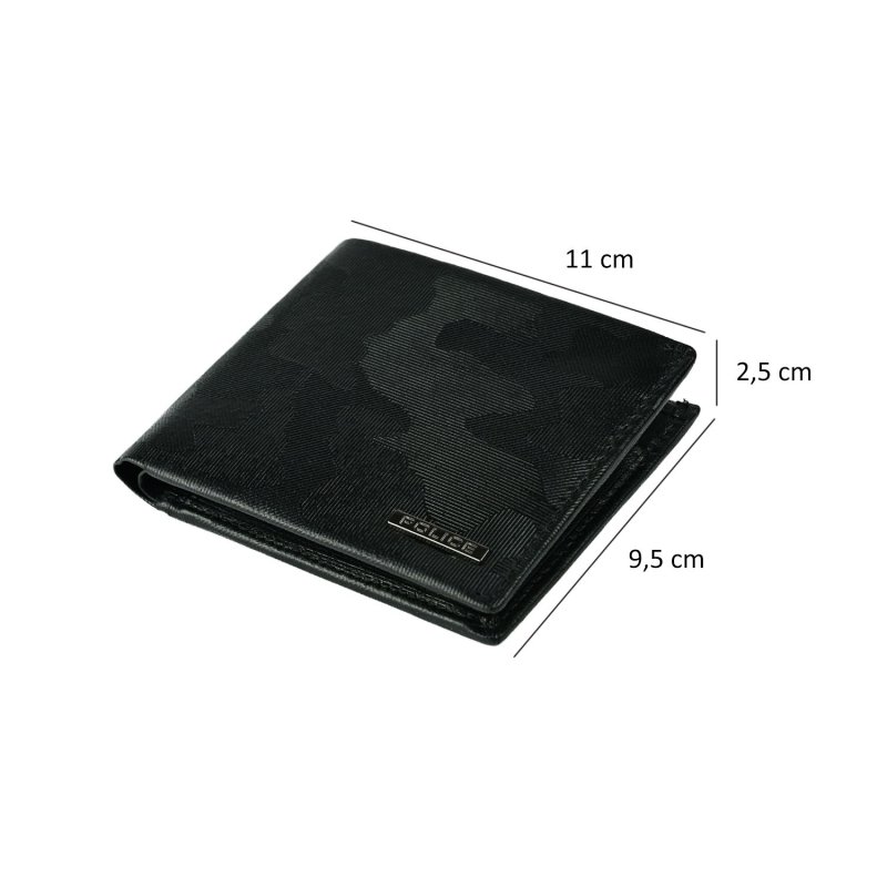 Police Men's Genuine Leather Wallet, Slim With Coin Pocket, Credit Card Holder and Gift Box — back view