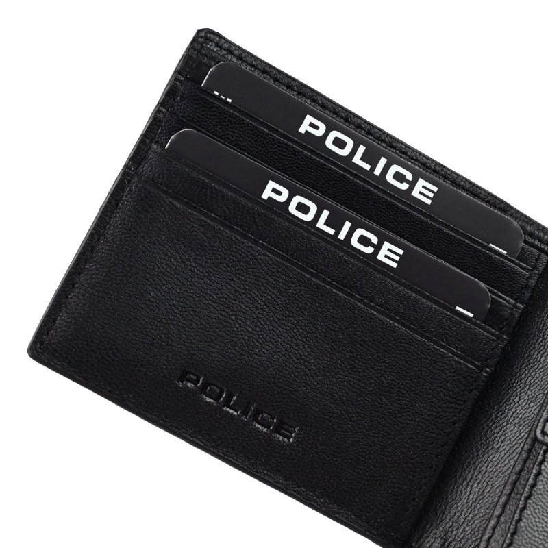 Police Men's Genuine Leather Wallet, Slim With Coin Pocket, Credit Card Holder and Gift Box - Pyramid — detail