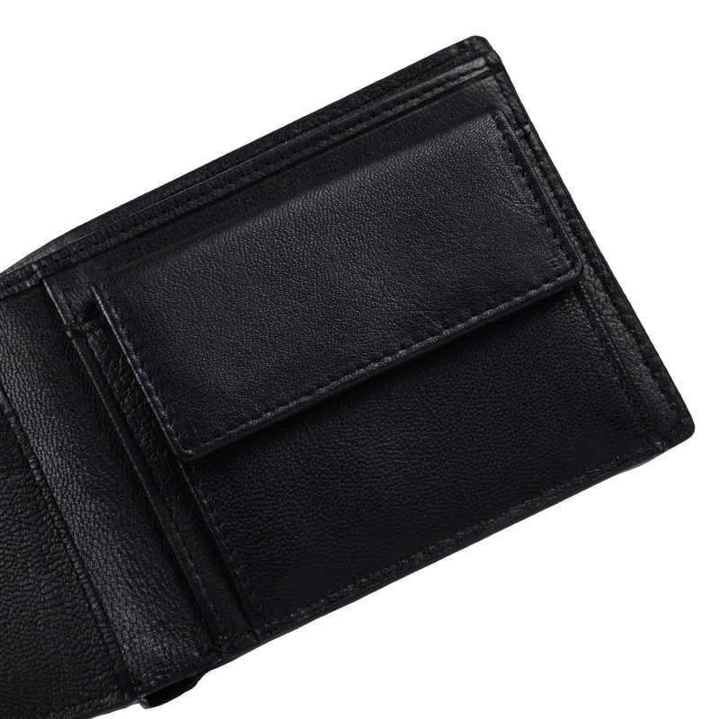 Police Portefeuille Homme en Cuir Véritable, Fin avec Porte-Monnaie, Porte-Cartes et Boîte Cadeau — détail logo