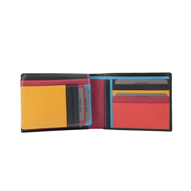 BIAGIOTTI Men's Wallet in Genuine Leather, No Coin Purse, Multicolor Interior, Gift Box — front view