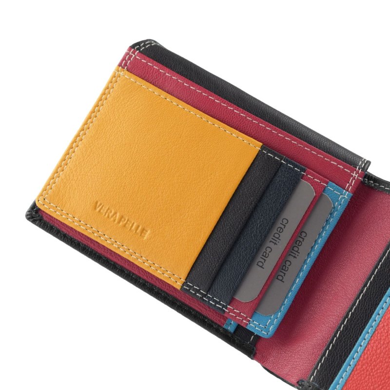 BIAGIOTTI Men's Wallet in Genuine Leather, No Coin Purse, Multicolor Interior, Gift Box — detail