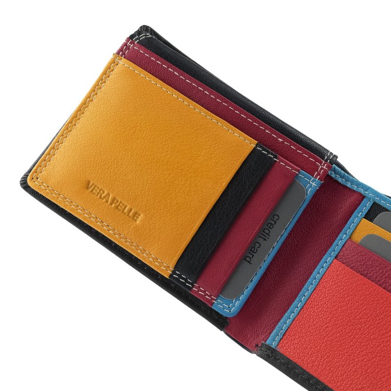 BIAGIOTTI Men's Wallet in Genuine Leather, No Coin Purse, Multicolor Interior, Gift Box — view 22