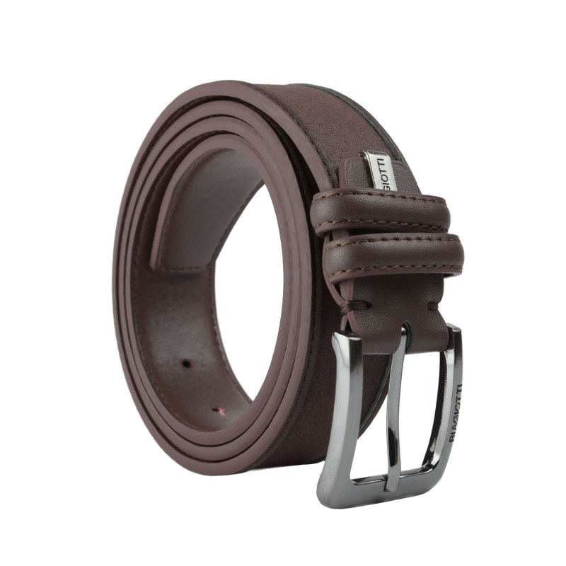 BIAGIOTTI Men's Belt, PU Exterior with Leather Lining, Can Be Shortened, Tin Gift Box 11 — front view