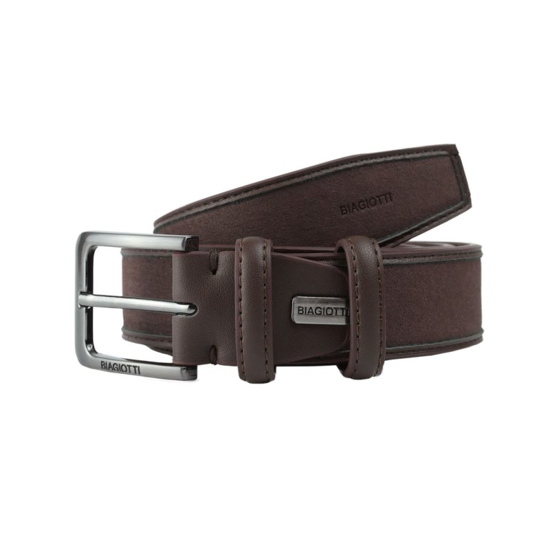 BIAGIOTTI Men's Belt, PU Exterior with Leather Lining, Can Be Shortened, Tin Gift Box 11 — inside