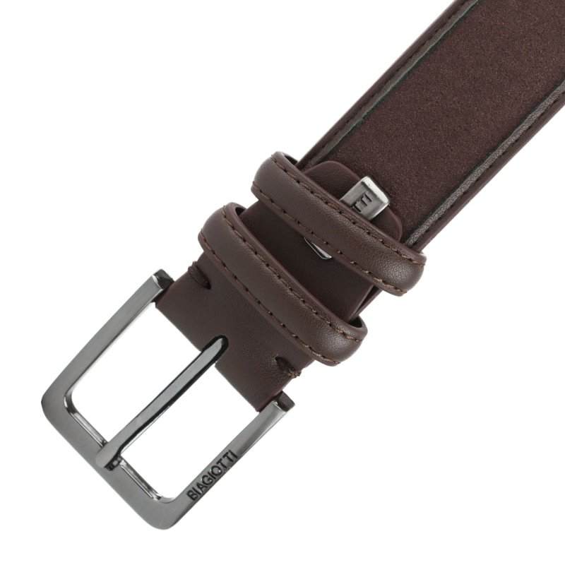 BIAGIOTTI Men's Belt, PU Exterior with Leather Lining, Can Be Shortened, Tin Gift Box 11 — detail
