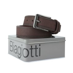 BIAGIOTTI HERREN, Herrengürtel außen PU, Innenfutter aus Leder, kürzbar, mit Geschenkbox aus Blech 11