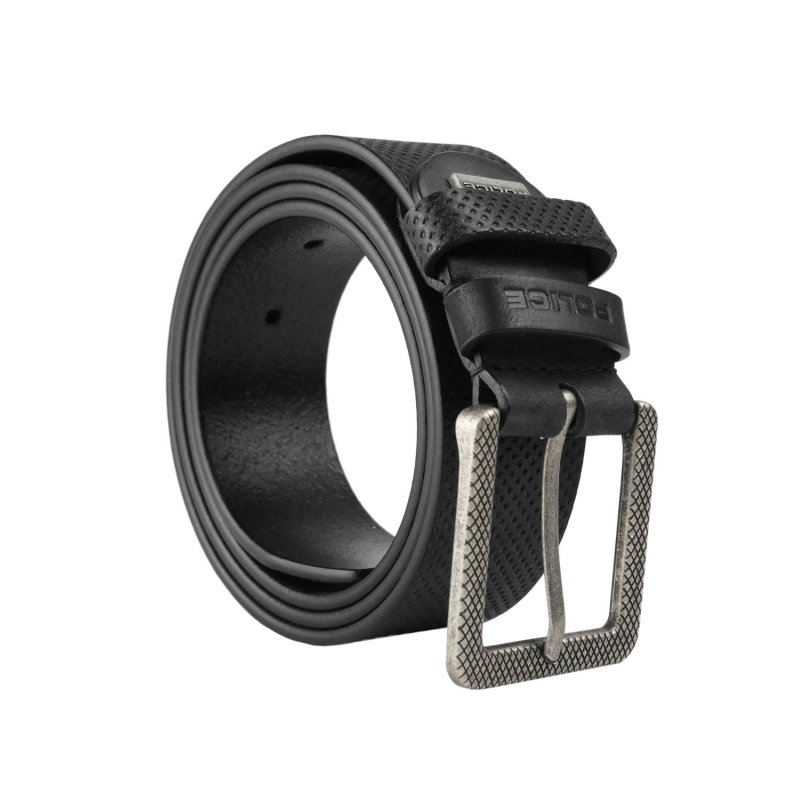 Ceinture Homme Police en Cuir Véritable, Sportive, Haute de 4 cm, Raccourcissable, Sans Nickel — vue de face