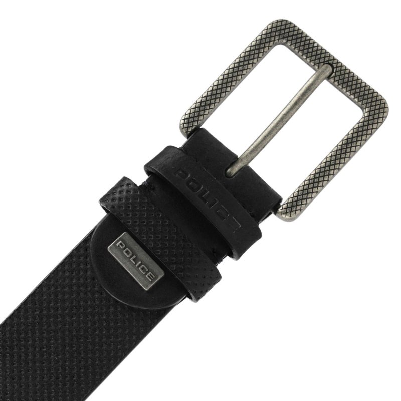 Police Men's Belt in Genuine Leather, Sporty, 4 cm High, Can Be Shortened, Nickel Free — inside