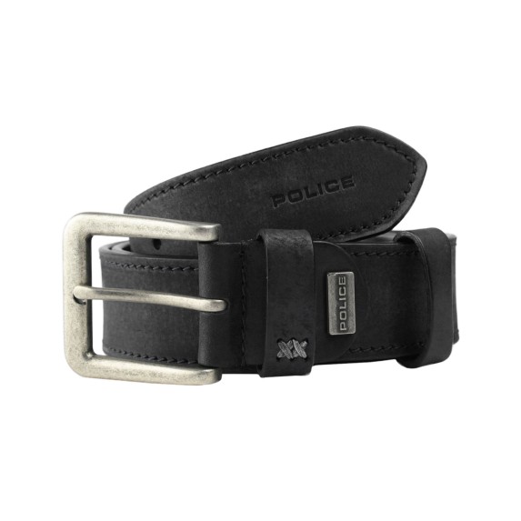 Police Cintura Uomo in Vera Pelle, Sportiva, Alta 4 cm, Accorciabile, Nickel Free
