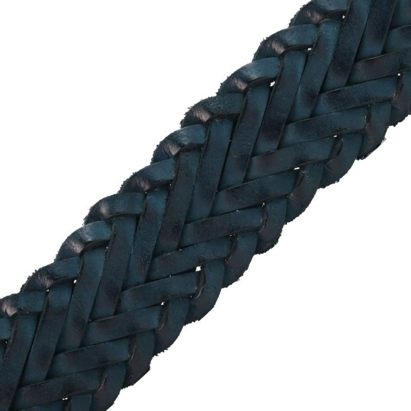 Police Men's Belt in Genuine Leather, Woven, 3.5 cm High, Can Be Shortened, Nickel Free — logo detail