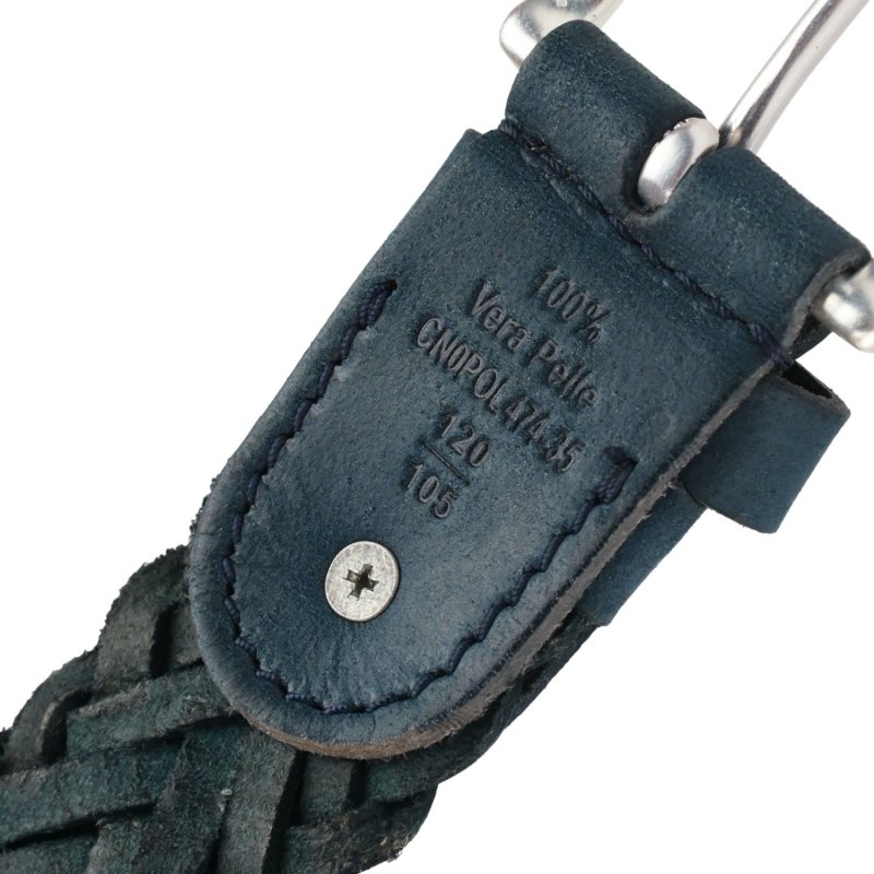 Cinturón Police Hombre de Piel Auténtica, Trenzado, Alto 3,5 cm, Acortable, Sin Níquel — vista 7