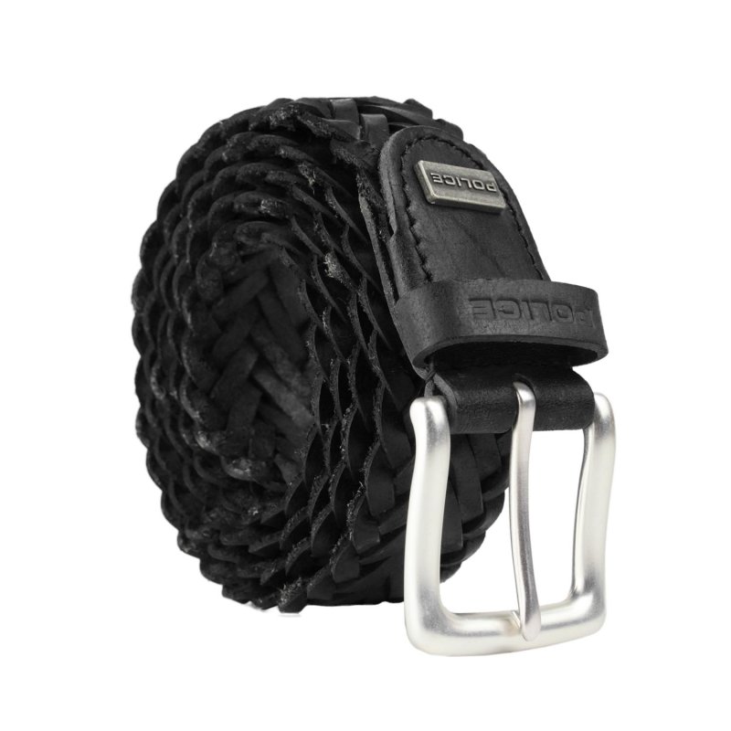 Cinturón Police Hombre de Piel Auténtica, Trenzado, Alto 3,5 cm, Acortable, Sin Níquel — vista 10