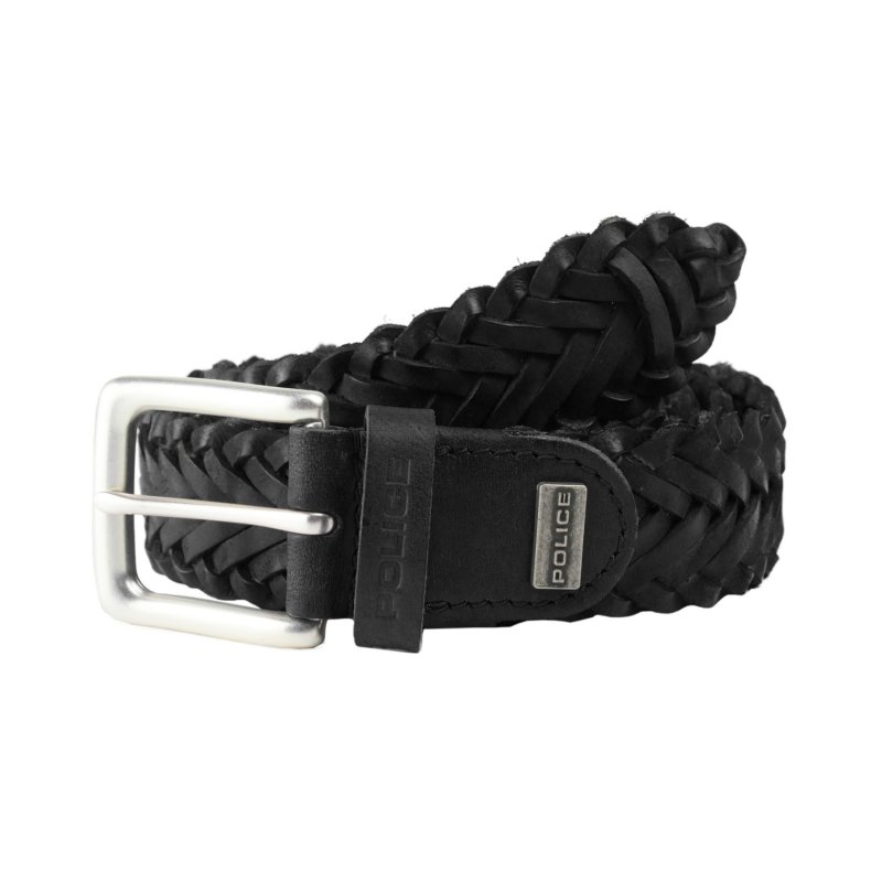 Ceinture Homme Police en Cuir Véritable, Tressée, Haute de 3,5 cm, Raccourcissable, Sans Nickel — vue 9
