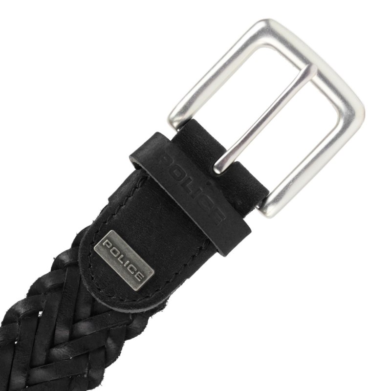 Police Men's Belt in Genuine Leather, Woven, 3.5 cm High, Can Be Shortened, Nickel Free — view 12