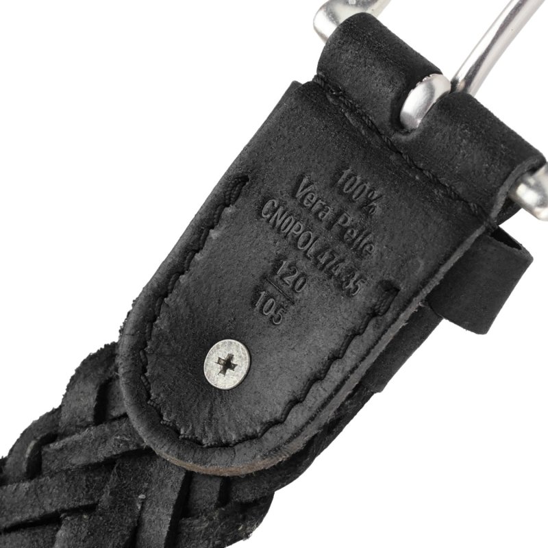 Police Men's Belt in Genuine Leather, Woven, 3.5 cm High, Can Be Shortened, Nickel Free — view 15